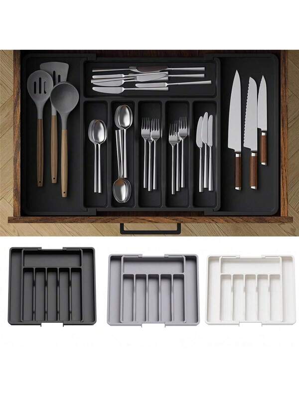Silverware Organizer - Expandable Kitchen Drawer & Utensil Organizer